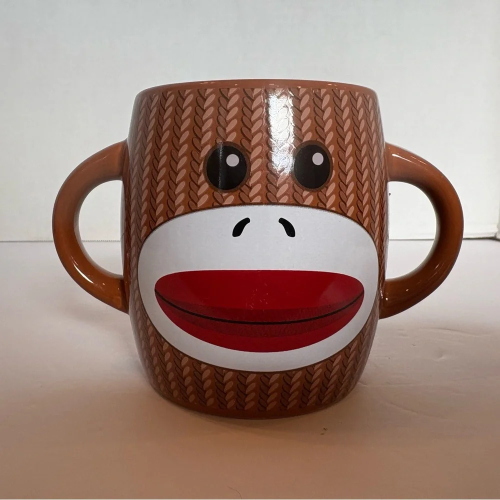 Sock Monkey brown 2-handle coffee mug